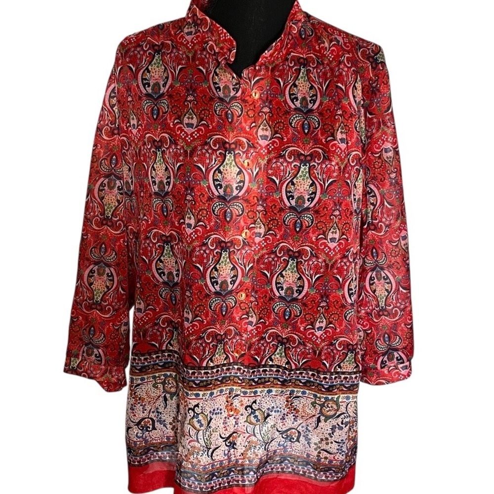 Vintage 70-80s Lady Winn California by Teddi Blouse Womens Floral Sz 42  Boho